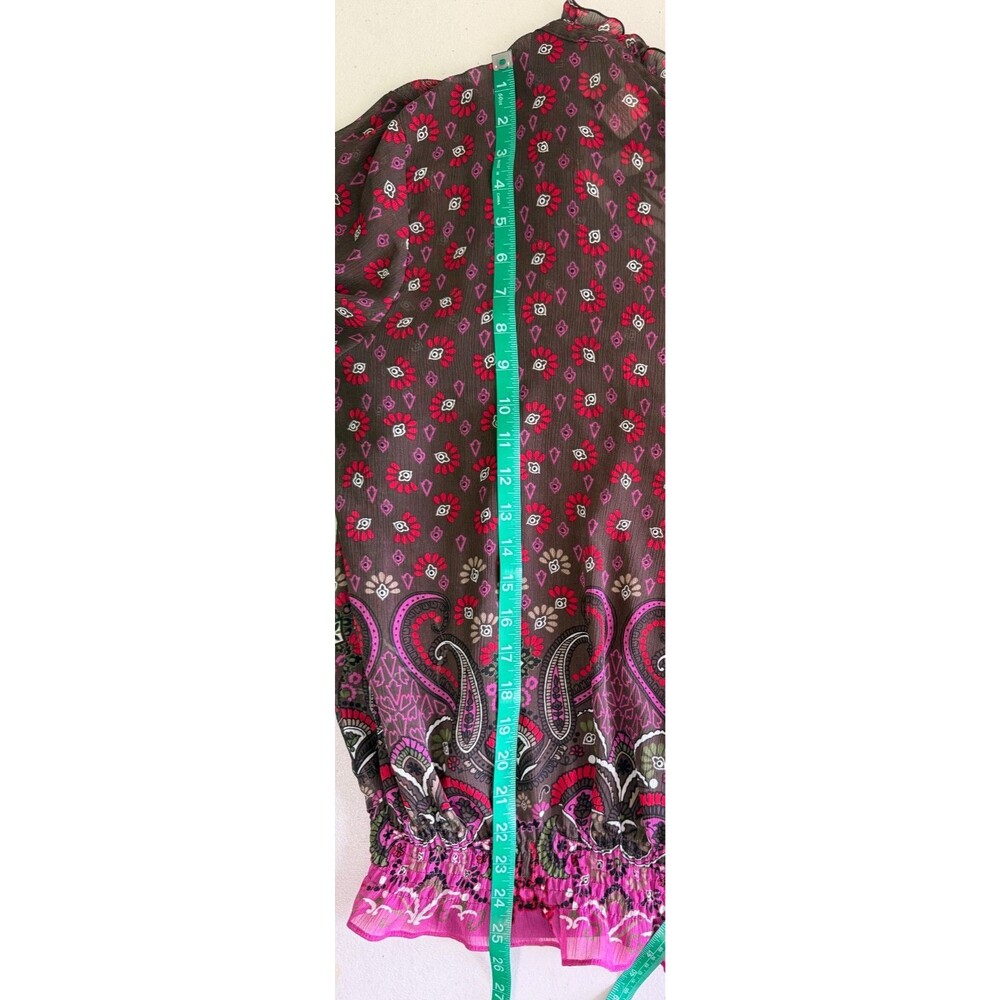 Candie's Women's Boho Paisley Ruffle Peasant Sheer Blouse Festival Hippie Top XL - Picture 7 of 7